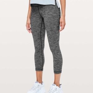 Lululemon Wunder Under Crop Hi-Rise 21" Grey Heathered Knit Leggings